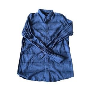 Travis Mathew Dark Blue Plaid Button‎ Shirt Mens Large Casual Golf